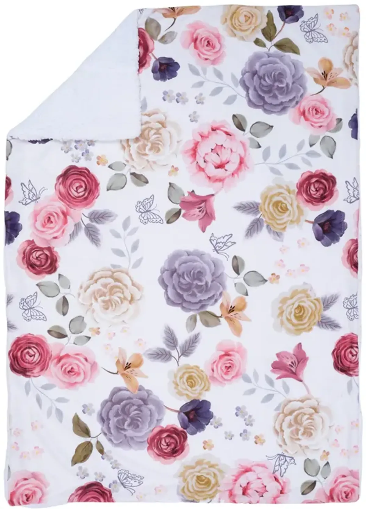 Lambs & Ivy Secret Garden Ultra-Soft Fleece/Minky Floral Baby Blanket