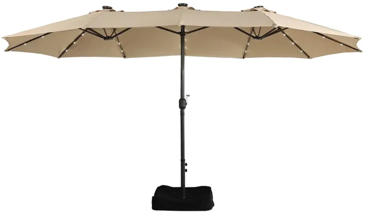 15ft Patio Maket Umbrella with base and led.