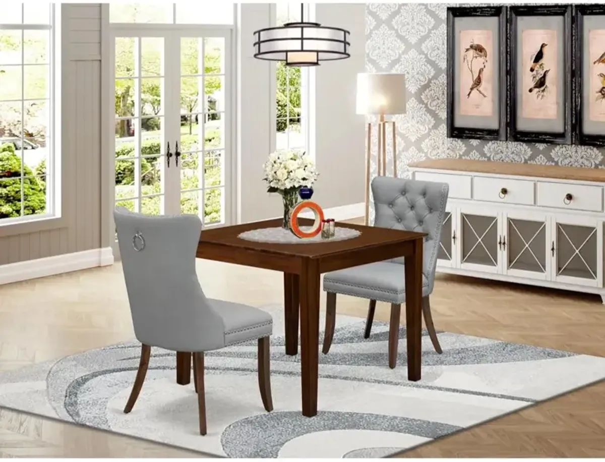 3 Piece Dining Set for Small Spaces Consists of a Square Kitchen Table