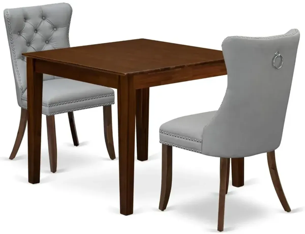 3 Piece Dining Set for Small Spaces Consists of a Square Kitchen Table