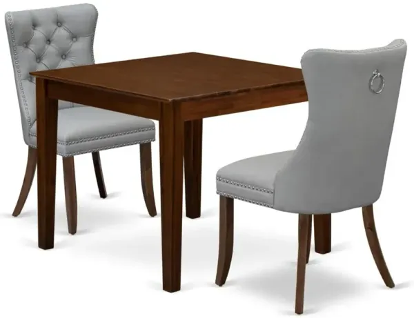 3 Piece Dining Set for Small Spaces Consists of a Square Kitchen Table