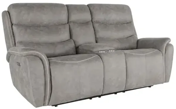 New Classic Furniture Kamari Fabric Power Console Loveseat, Gray