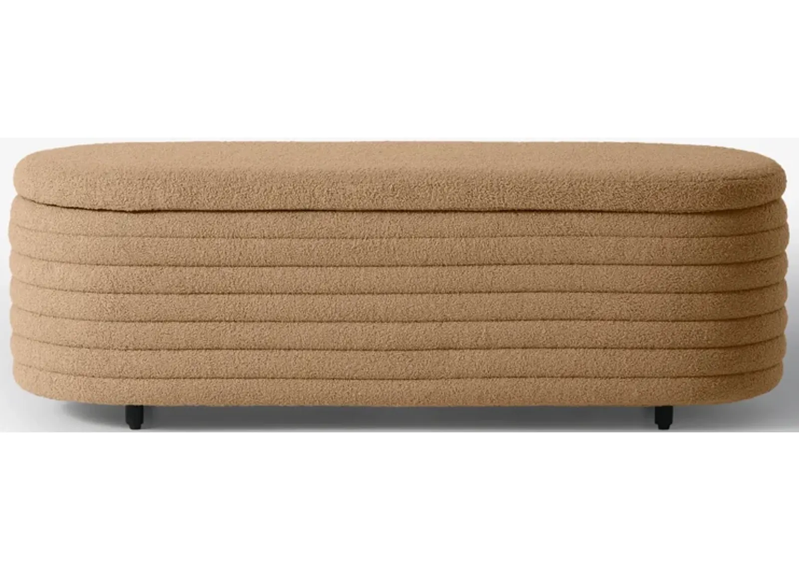 WestinTrends 54" Wide Mid-Century Modern Upholstered Teddy Sherpa Tufted Oval Storage Ottoman Bench