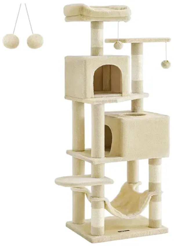 61-Inch Cat Tree - Multi-Level Tower for Active Cats