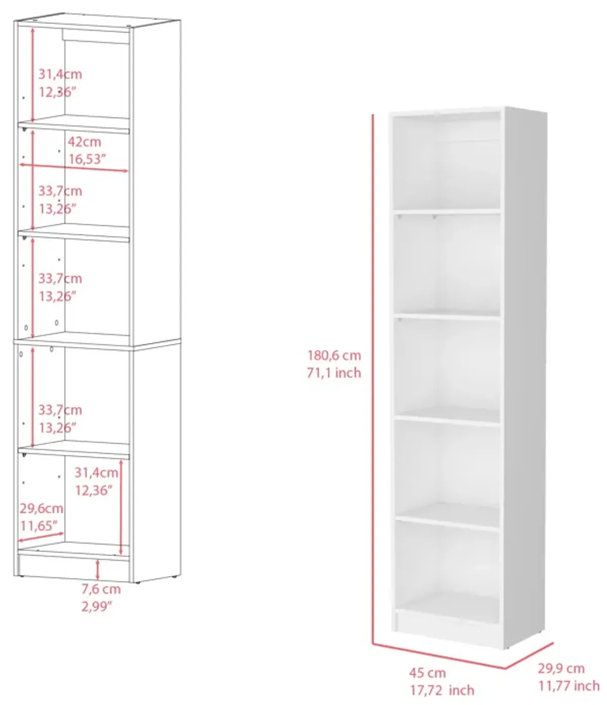 Bookcase XS Benzoni, Office, White