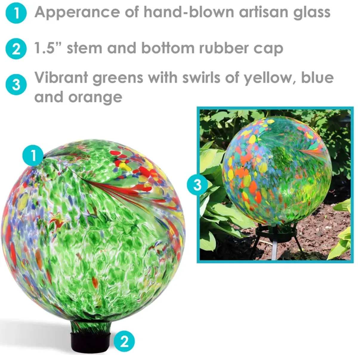 Sunnydaze Glass Gazing Globe- 10 in