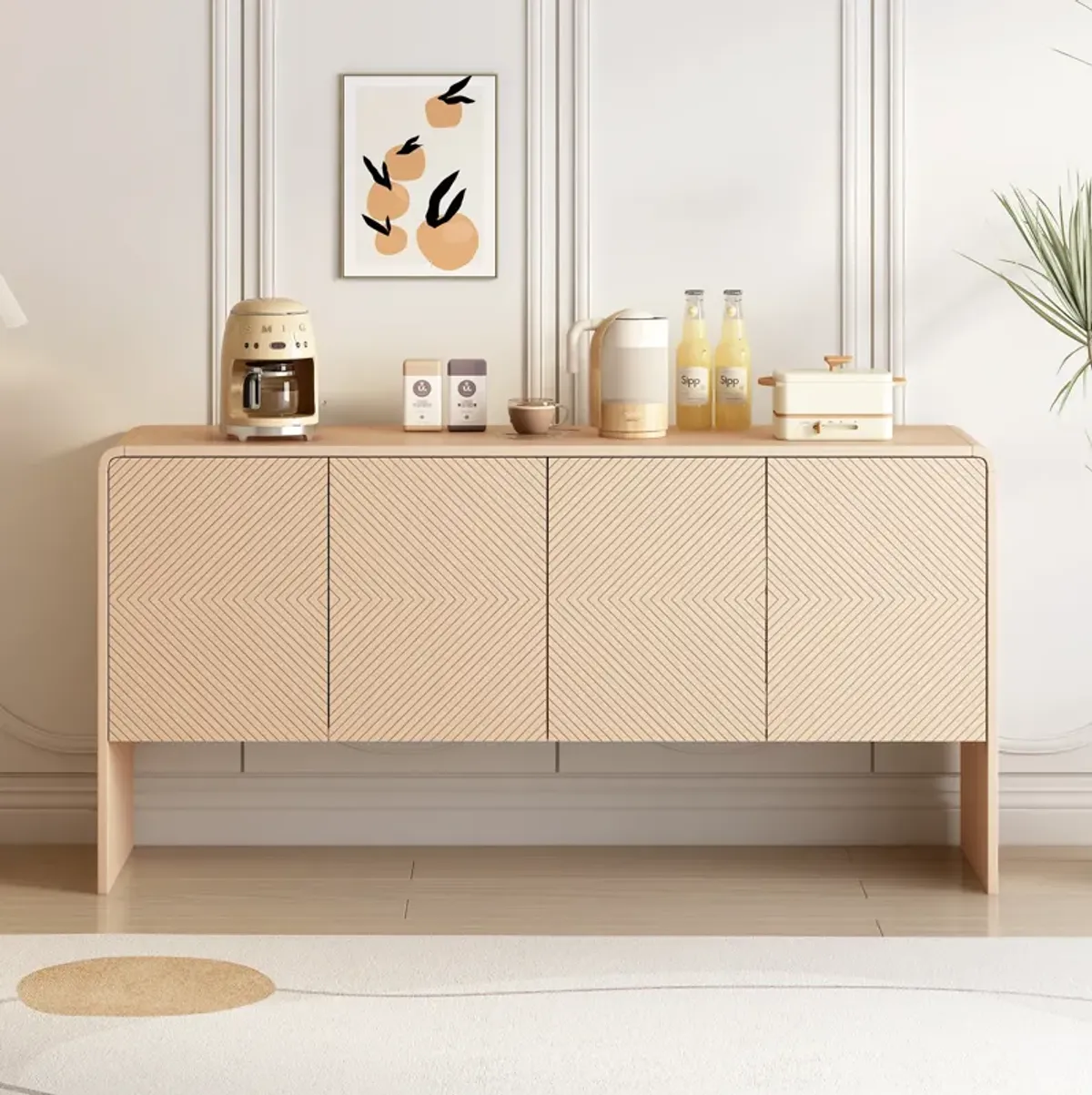 Merax Minimalist Style Storage Sideboard  with 4 Doors