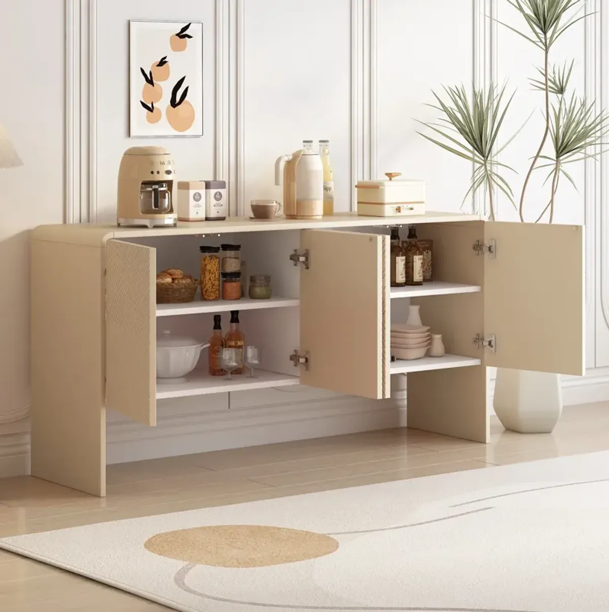 Merax Minimalist Style Storage Sideboard  with 4 Doors