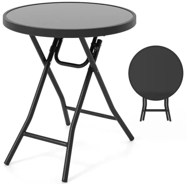 18 Inch Folding Side Table Patio Round Compact Side Table