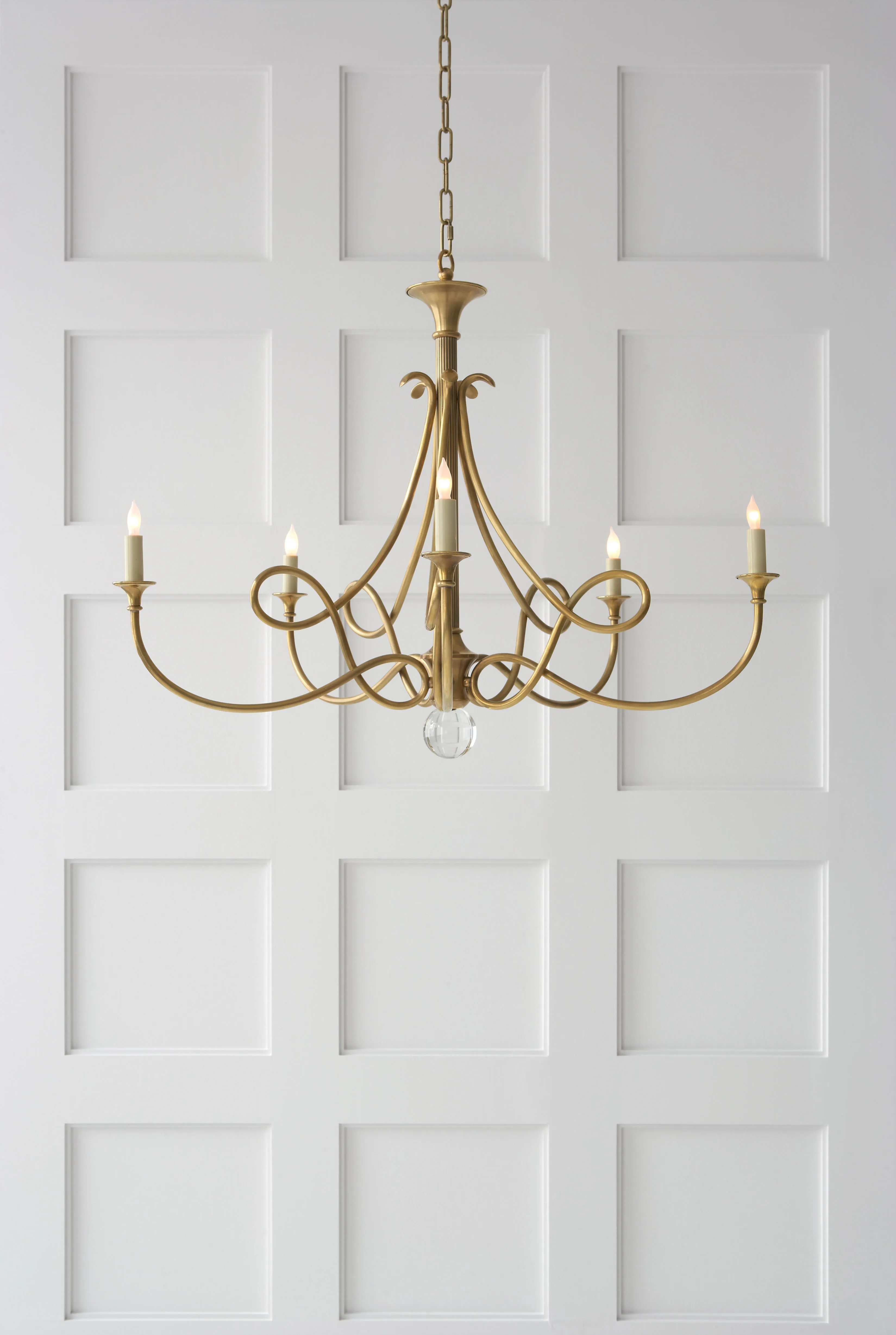 Double Twist Large Chandelier in Antique Brass