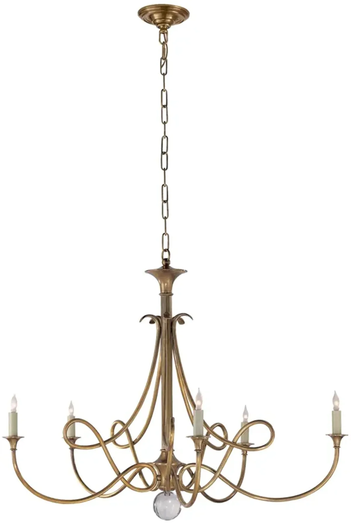 Double Twist Large Chandelier in Antique Brass