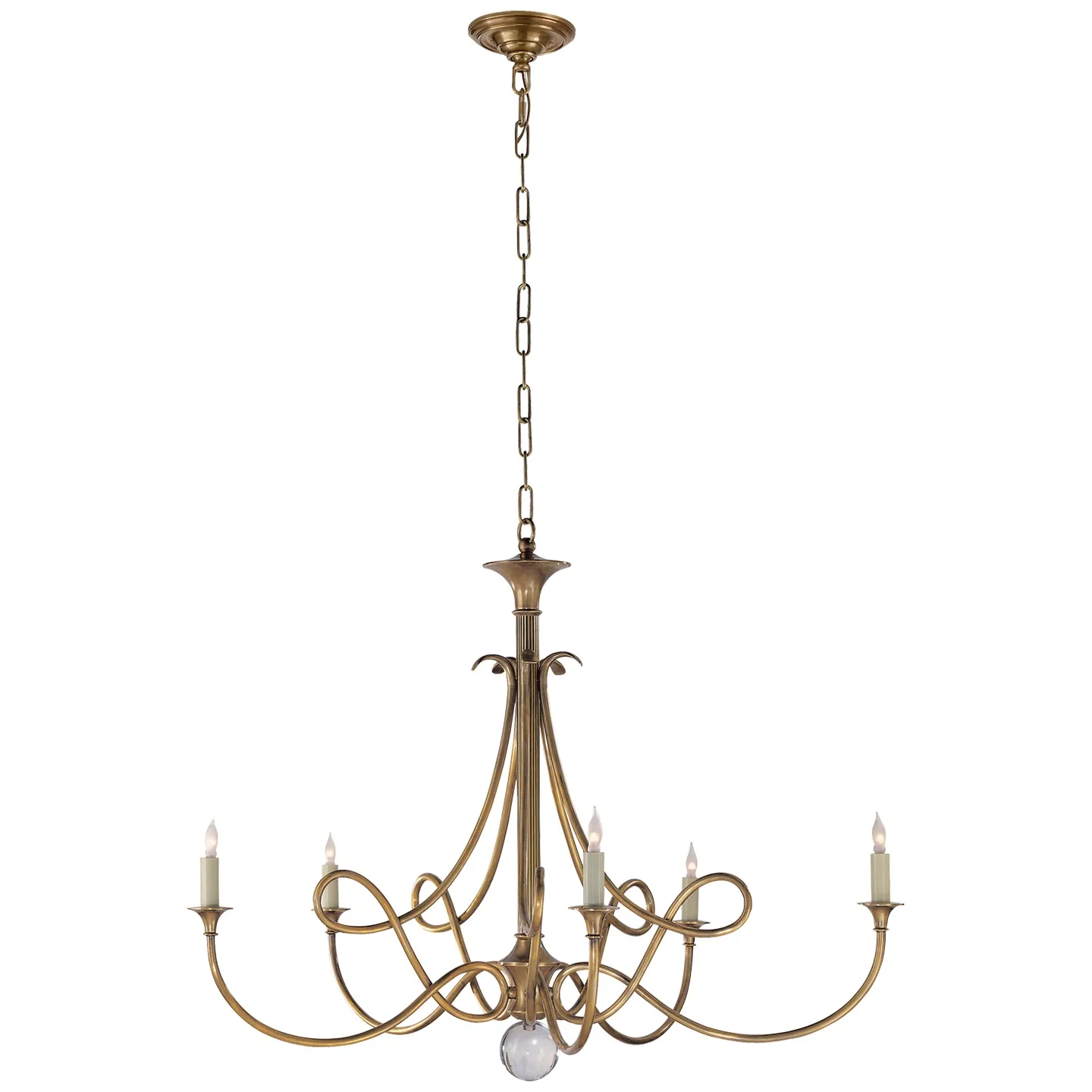 Double Twist Large Chandelier in Antique Brass