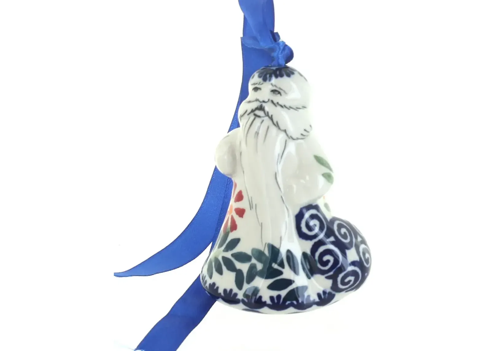 Blue Rose Polish Pottery Tulip Father Christmas Ornament