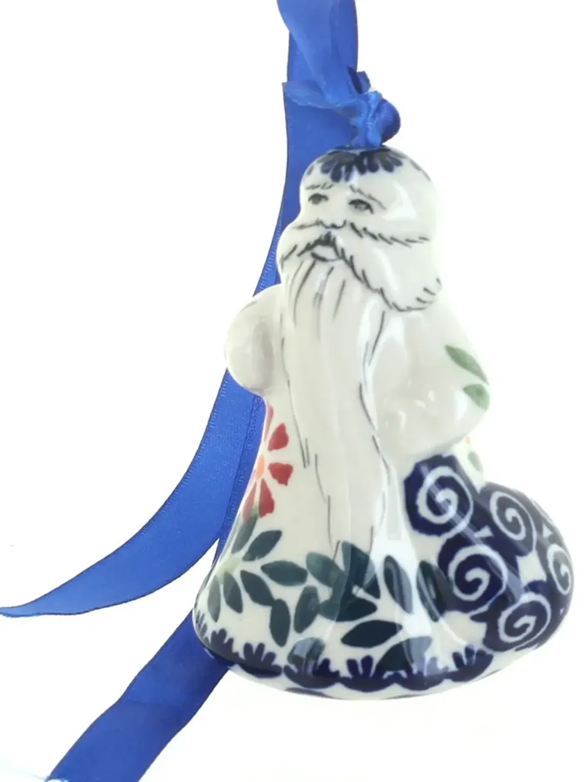 Blue Rose Polish Pottery Tulip Father Christmas Ornament