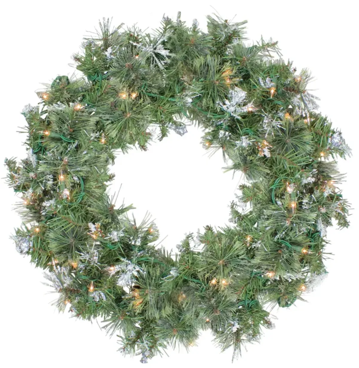 Pre-Lit Snow Mountain Pine Artificial Christmas Wreath - 30-Inch  Clear Lights