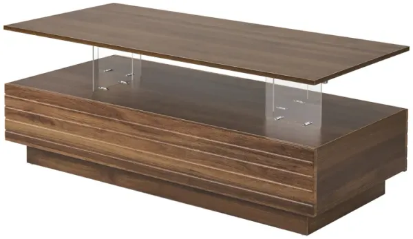 Merax Modern Rectangular Coffee Table with LED Lights