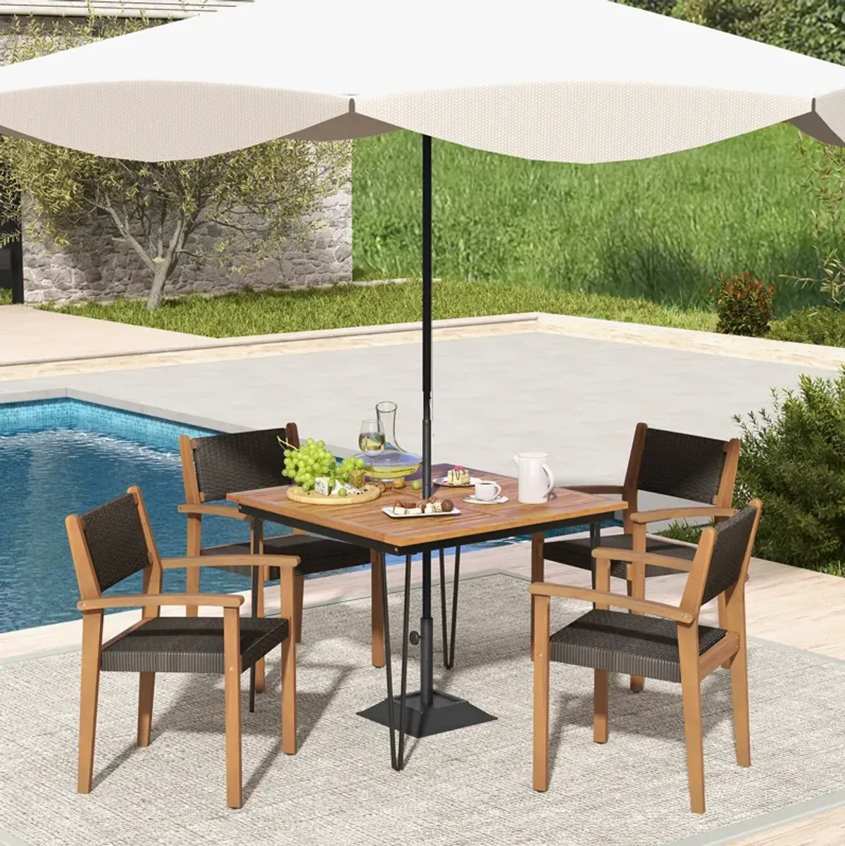 Set of 2 Stackable Outdoor Wicker Dining Chair