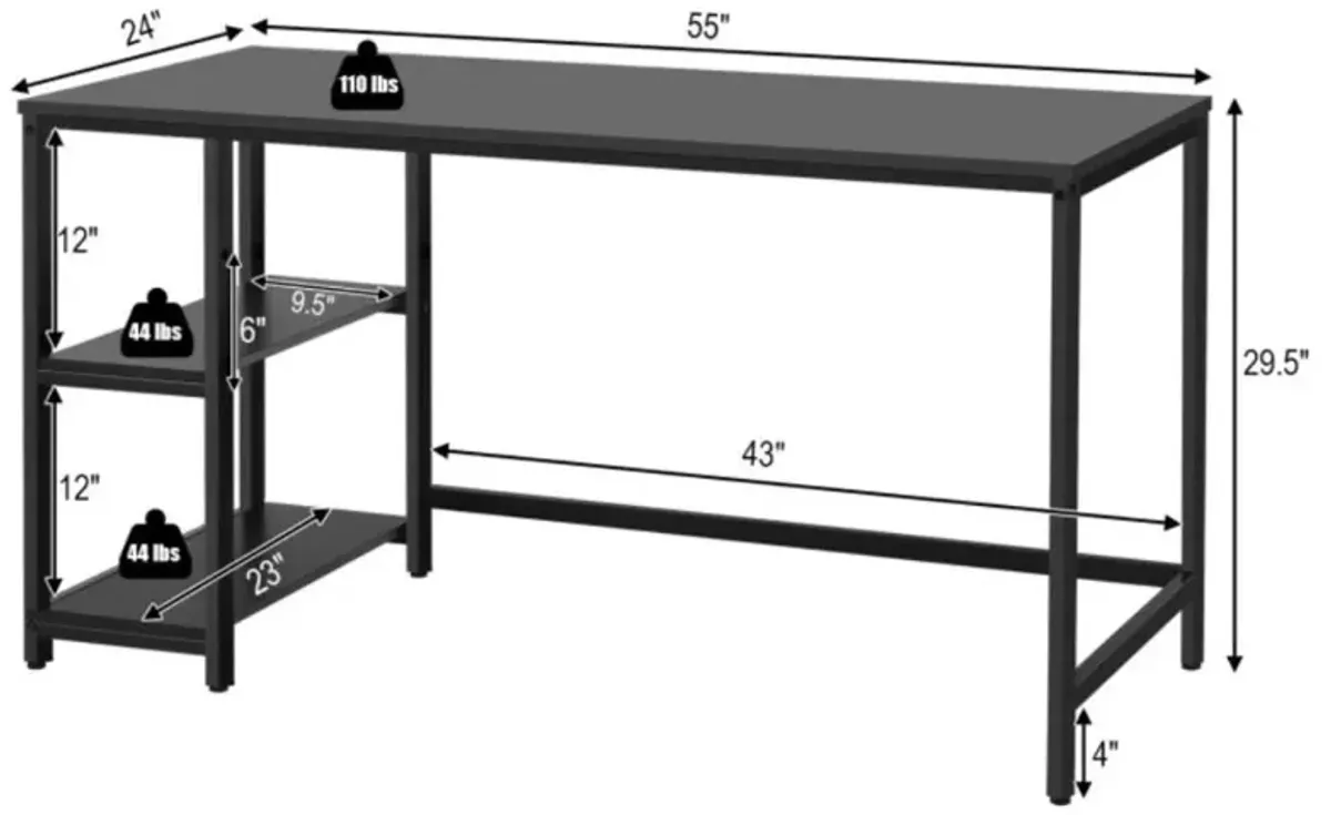 Hivvago Large Computer Desk Office Study Table Workstation with Adjustable Shelf