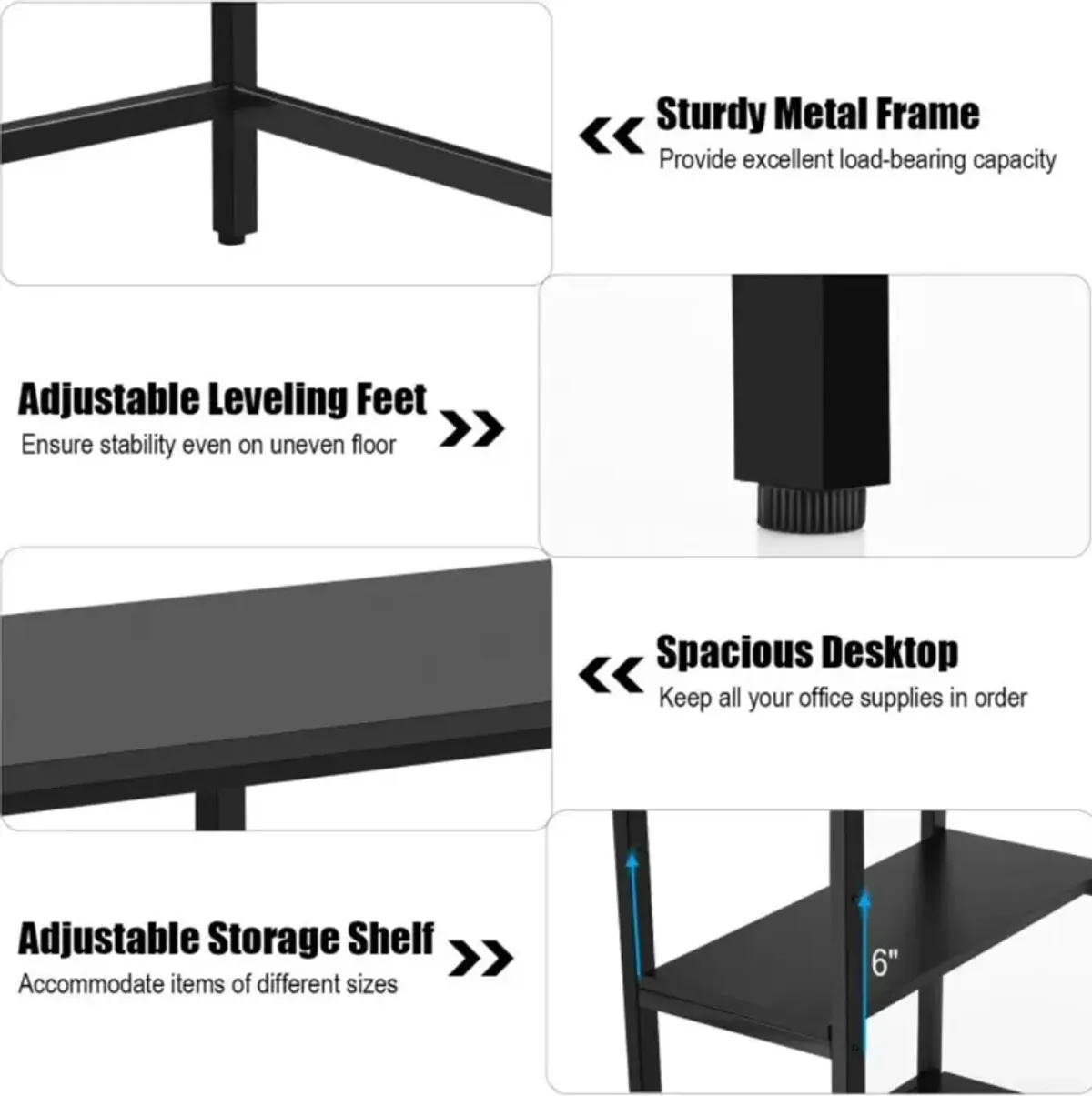 Hivvago Large Computer Desk Office Study Table Workstation with Adjustable Shelf