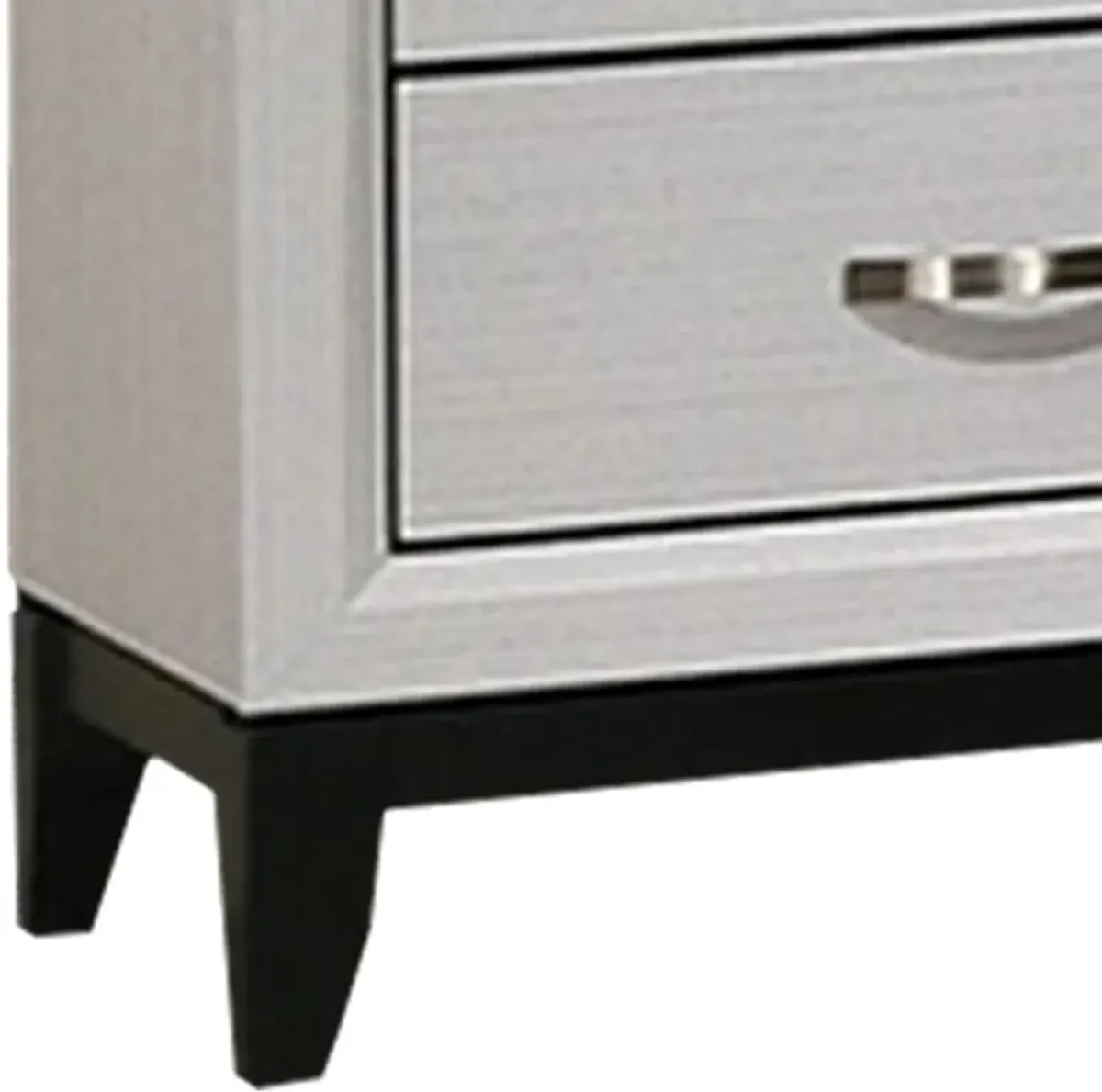 Erica Nightstand, 2 Drawers, White Wood Finished Frame, Metal Handles