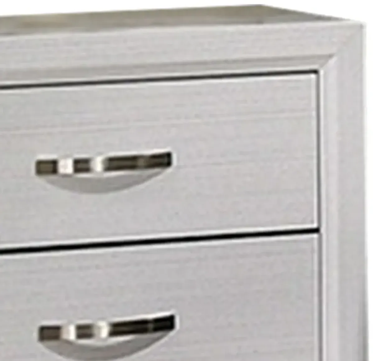 Erica Nightstand, 2 Drawers, White Wood Finished Frame, Metal Handles