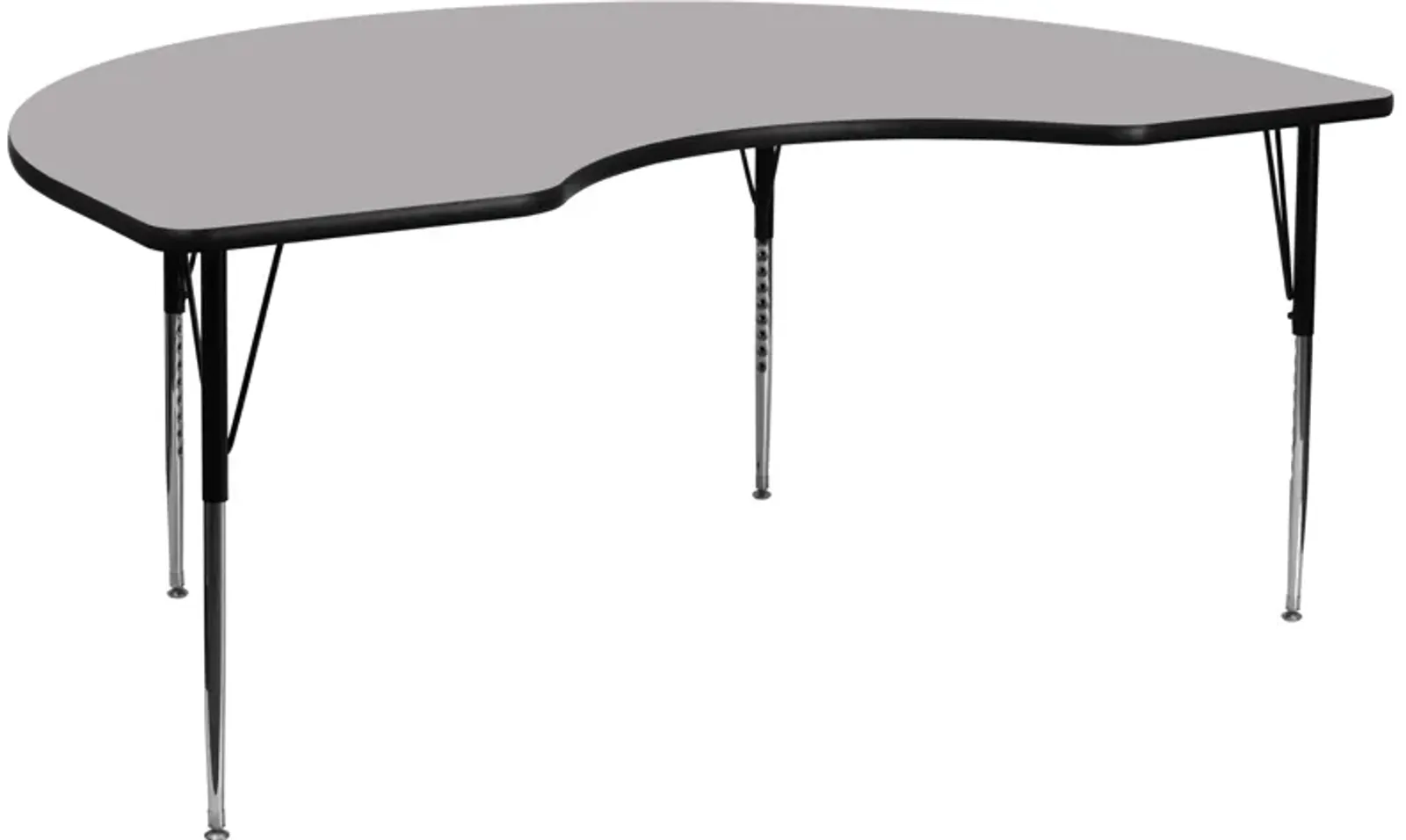 Flash Furniture Wren 48''W x 96''L Kidney Grey Thermal Laminate Activity Table - Standard Height Adjustable Legs