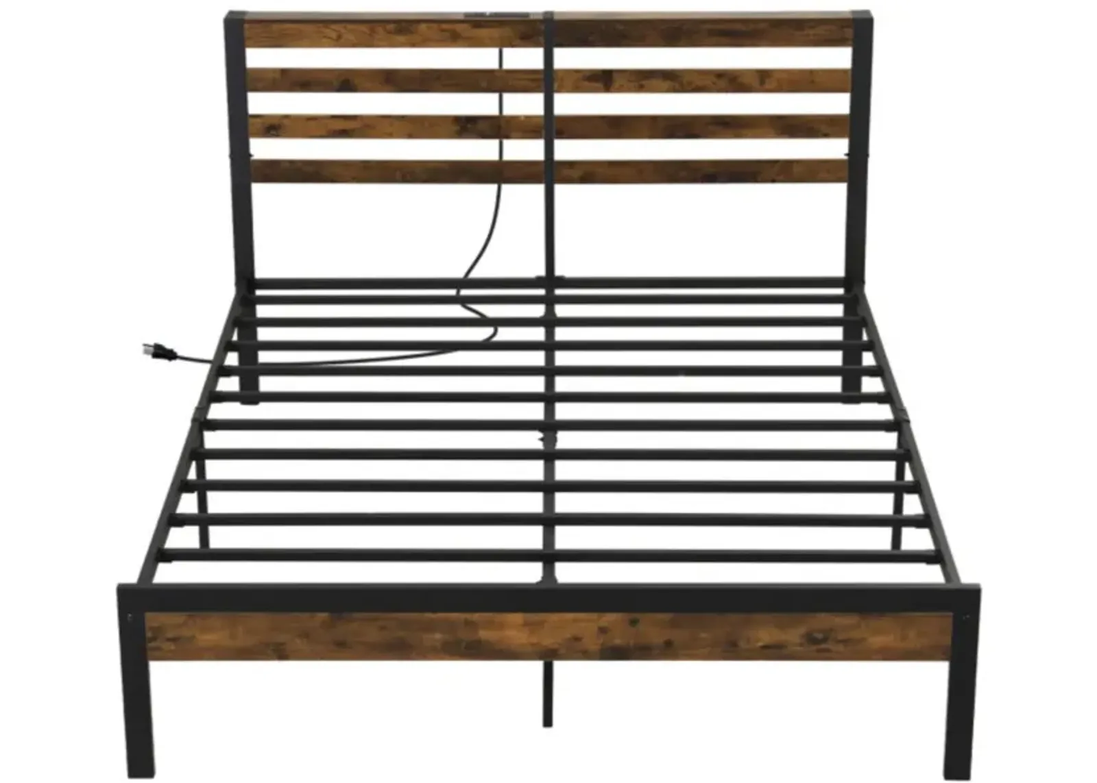 Hivvago Bed Frame with Charging Station and Storage Headboard