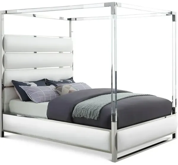 Meridian Furniture Encore White Vegan Leather Queen Bed