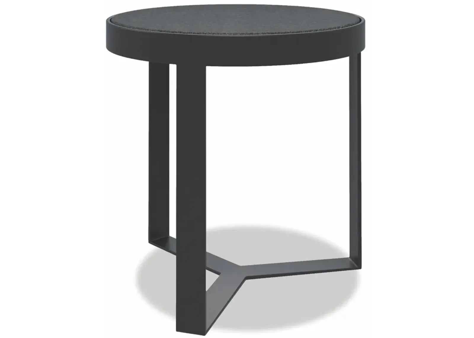 Contemporary 18" Round End Table, Graphite Finish with Granite Top