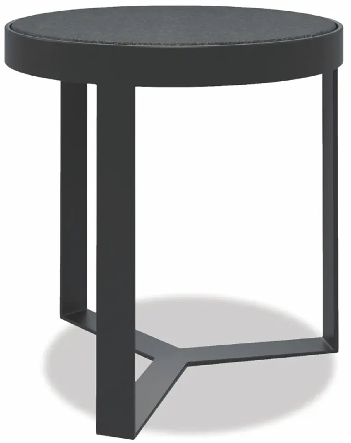 Contemporary 18" Round End Table, Graphite Finish with Granite Top