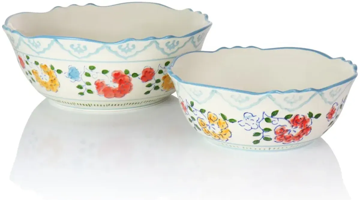 Gibson Elite Anaya 2 Piece Stoneware Hand Painted Bowl Set