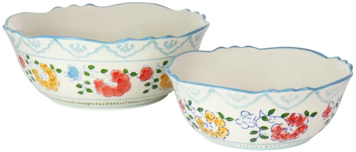 Gibson Elite Anaya 2 Piece Stoneware Hand Painted Bowl Set