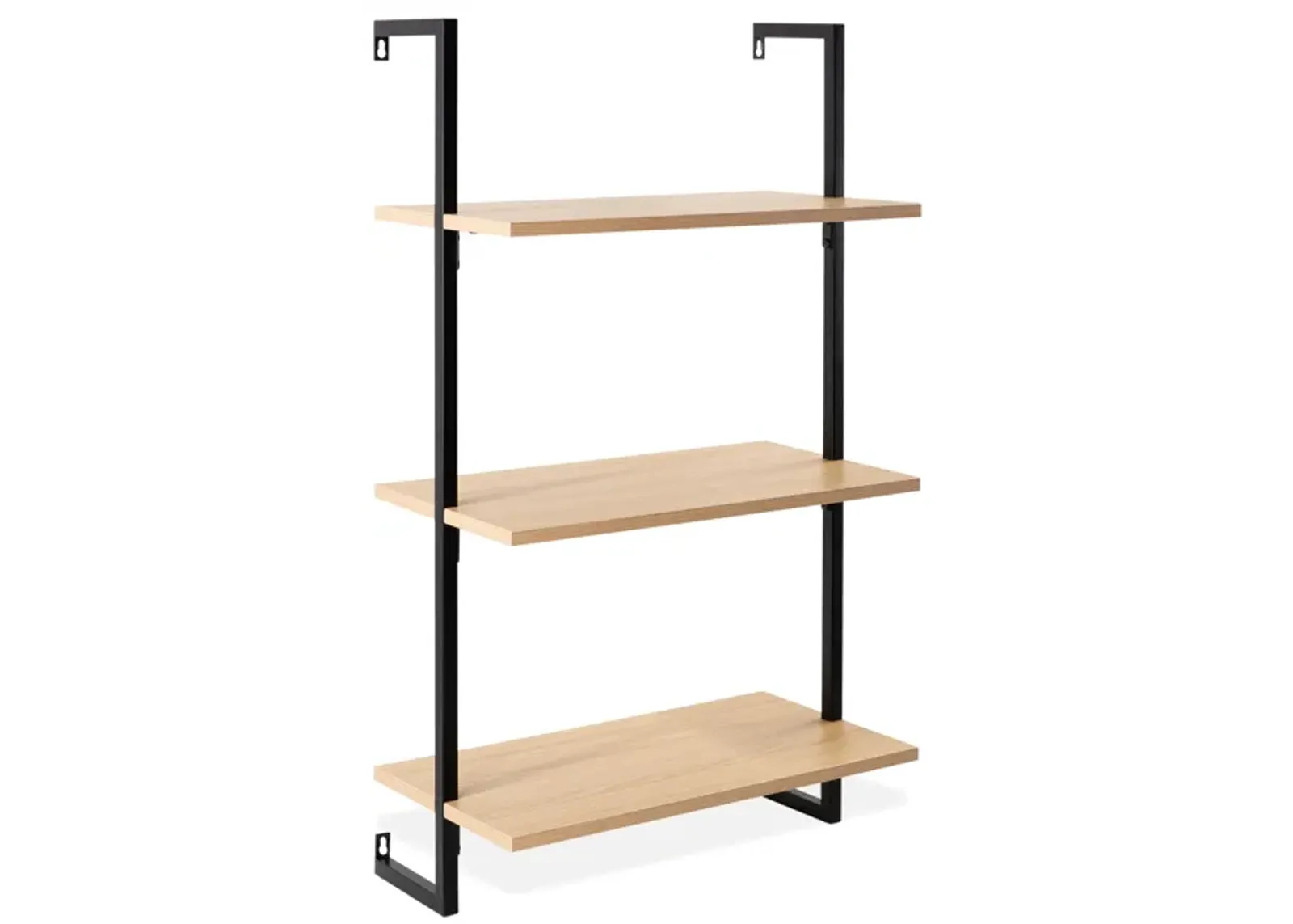 Madera  Industrial 3-Shelf Wood Wall-Mounted Open Ladder Bookcase