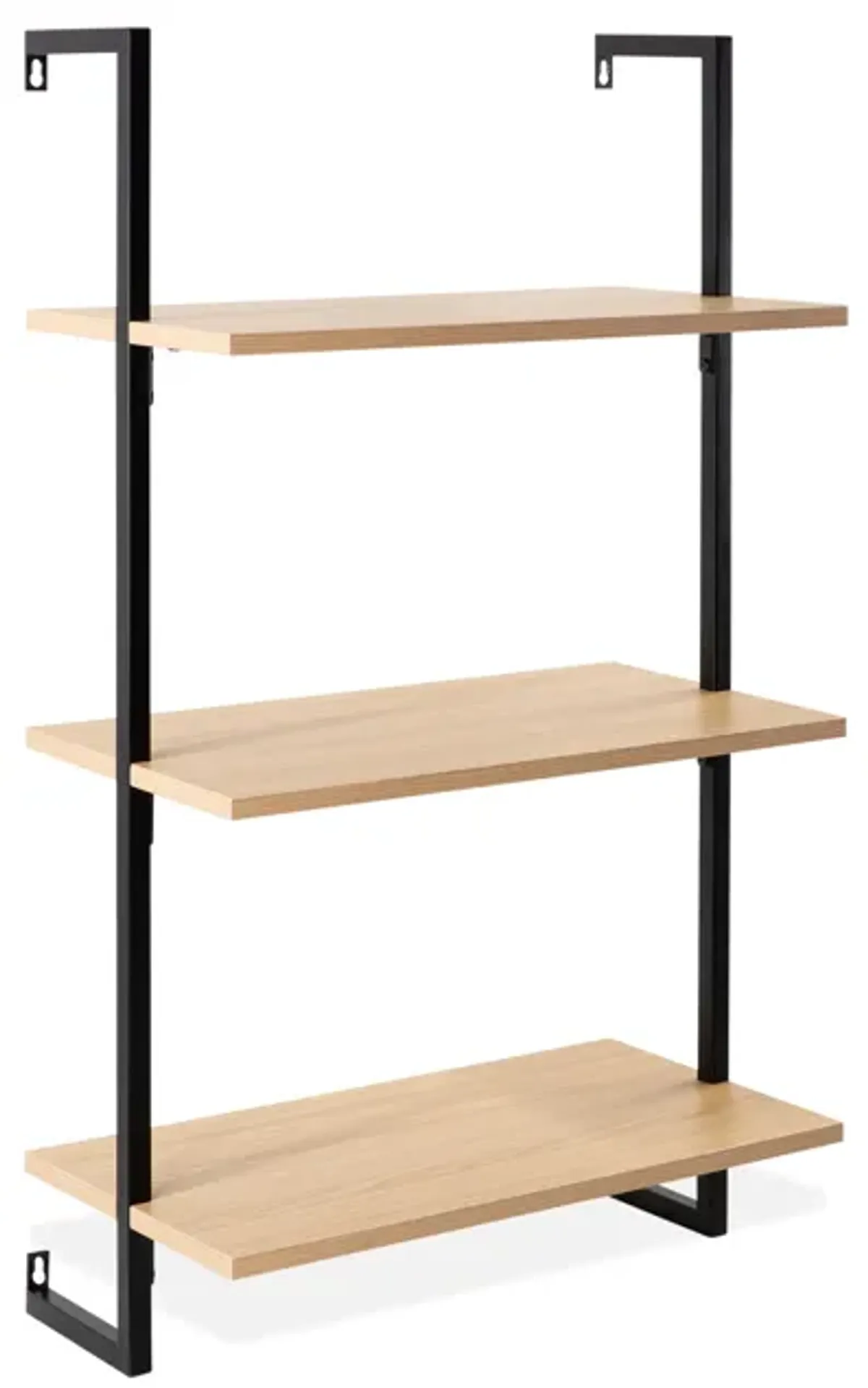 Madera  Industrial 3-Shelf Wood Wall-Mounted Open Ladder Bookcase