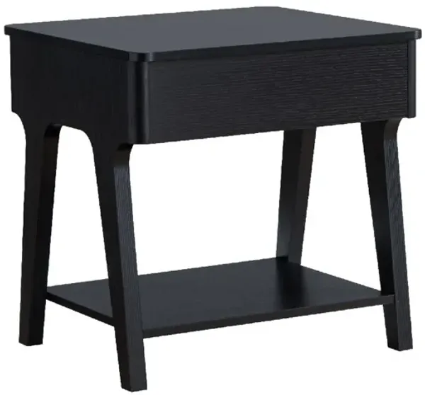 22 Inch Edward End Table with Lift Top and Bottom Shelf, Black-Benzara
