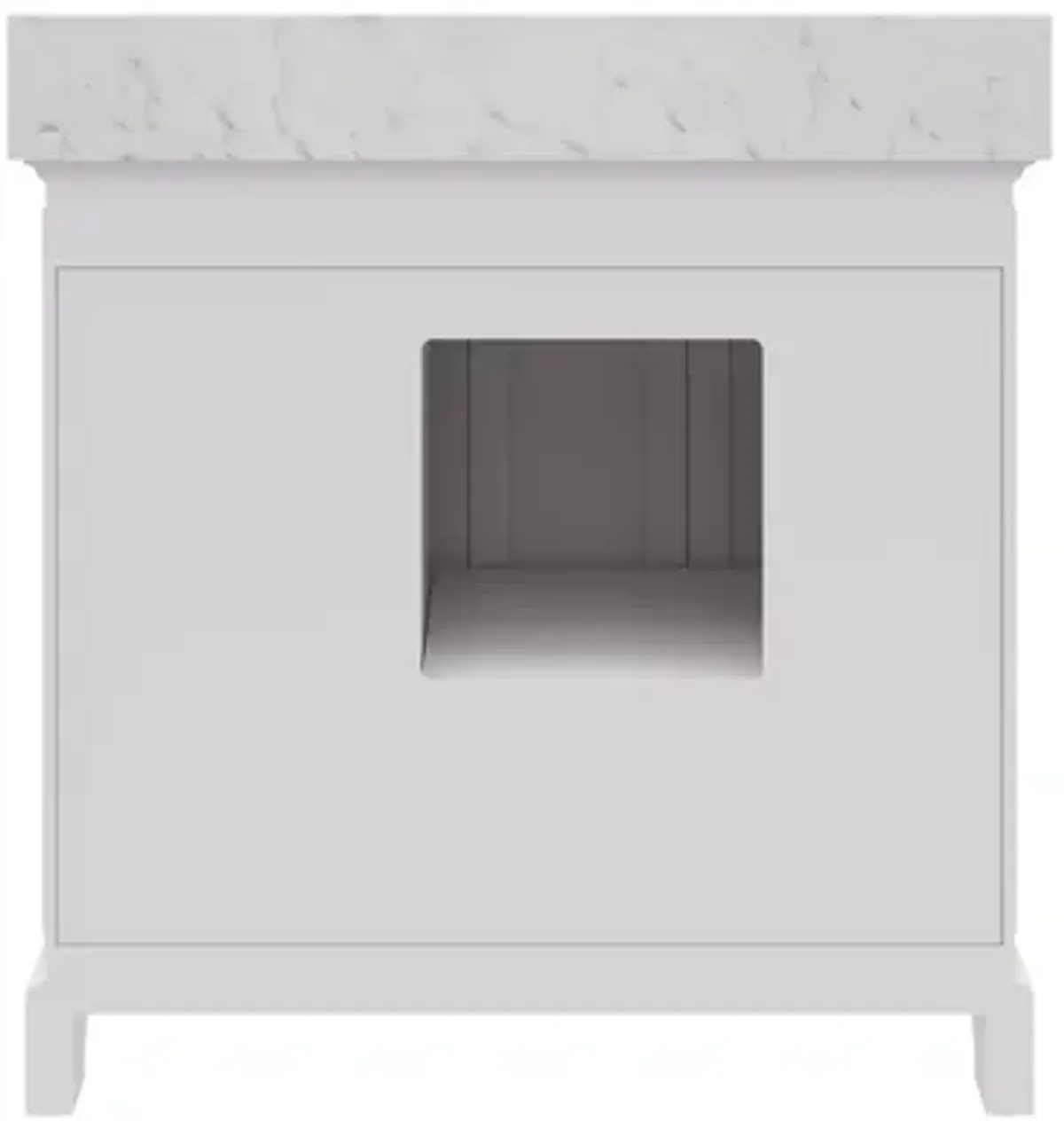 Derby 36 In. Single Sink Carrara White Marble Countertop Bath Vanity In Pure White