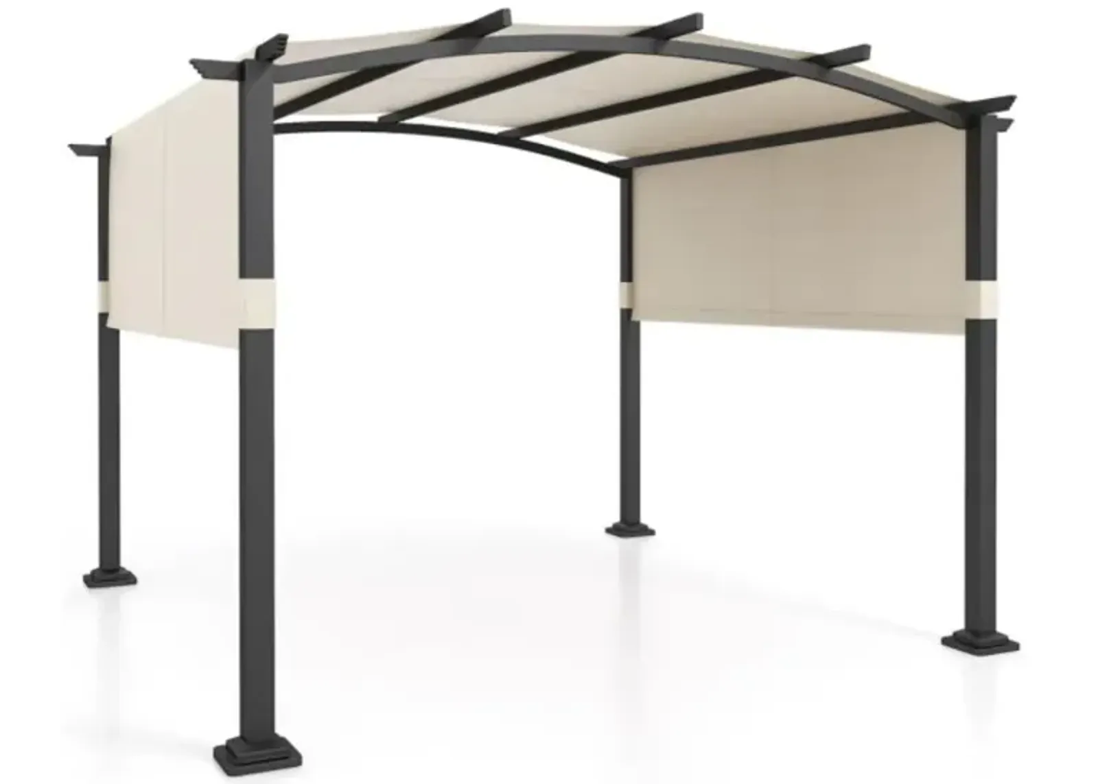 Hivvago 10 x 10 ft Outdoor Pergola Modern Arched Patio Garden Shelter with Retractable Sunshade Canopy