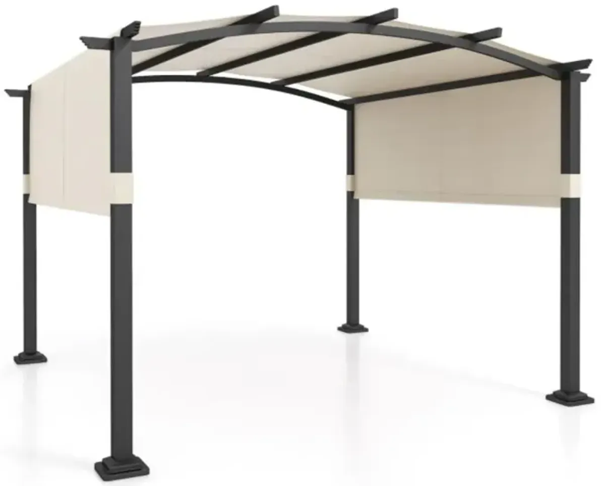 Hivvago 10 x 10 ft Outdoor Pergola Modern Arched Patio Garden Shelter with Retractable Sunshade Canopy