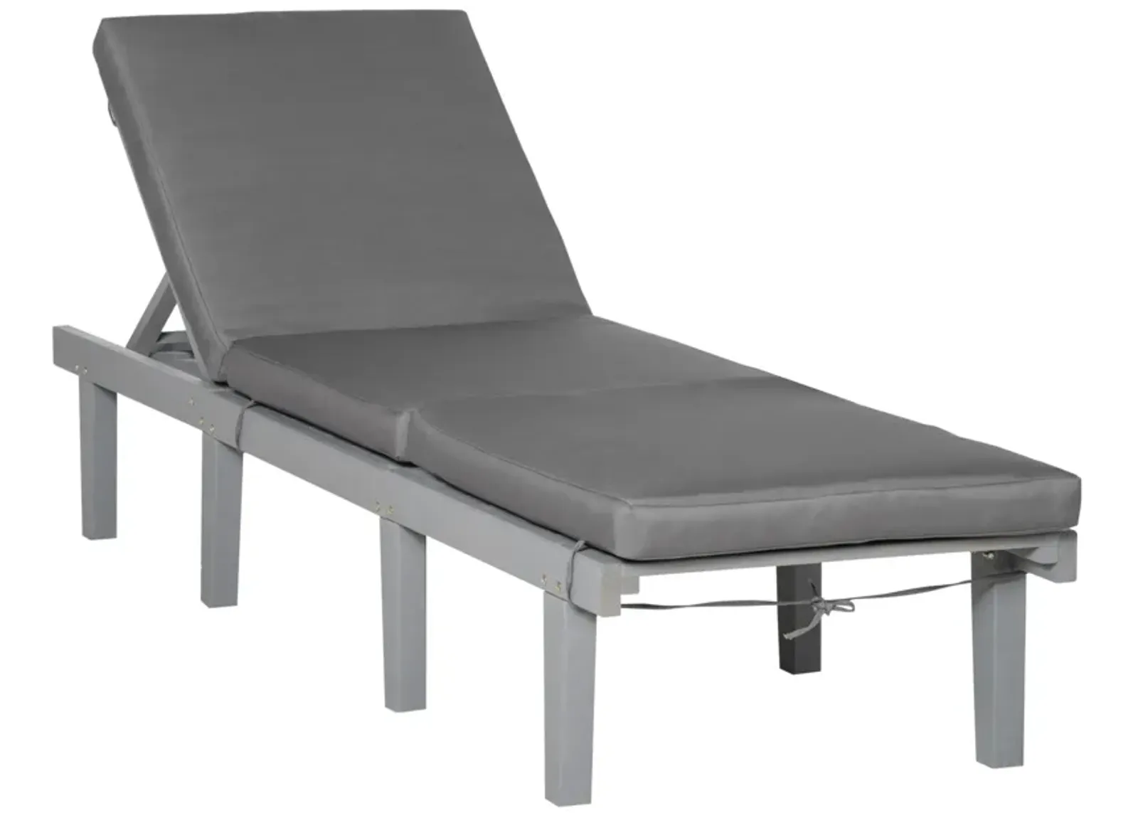 Grey Outdoor Recliner: Patio Chaise Lounge with 4-Position Back