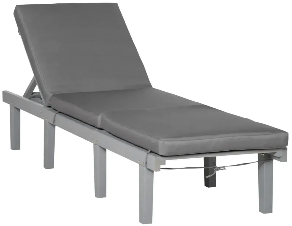 Grey Outdoor Recliner: Patio Chaise Lounge with 4-Position Back