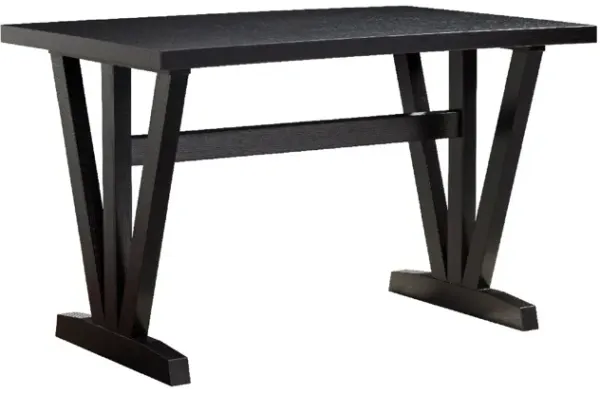 47 Inch Ethan Collection Wood Dining Table, V Shaped Legs, Trestle, Dark Brown-Benzara