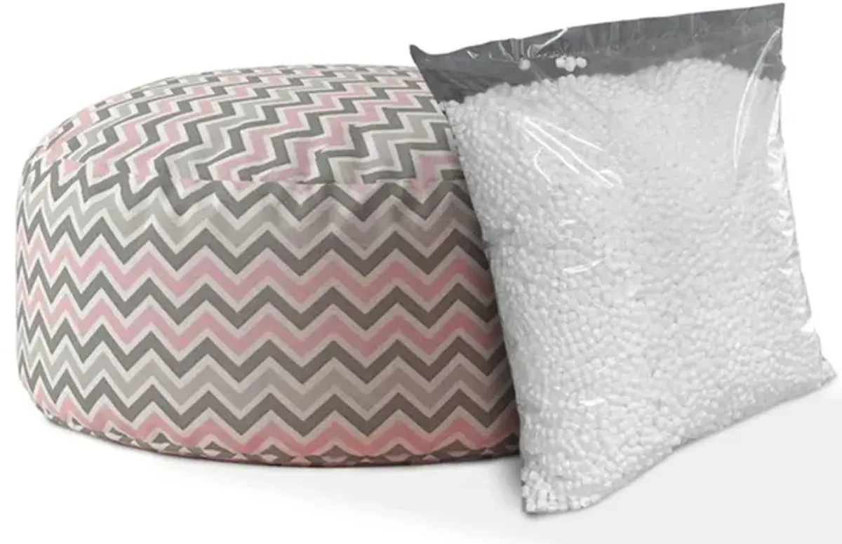 Homezia 24" Twill Round Chevron Pouf Ottoman