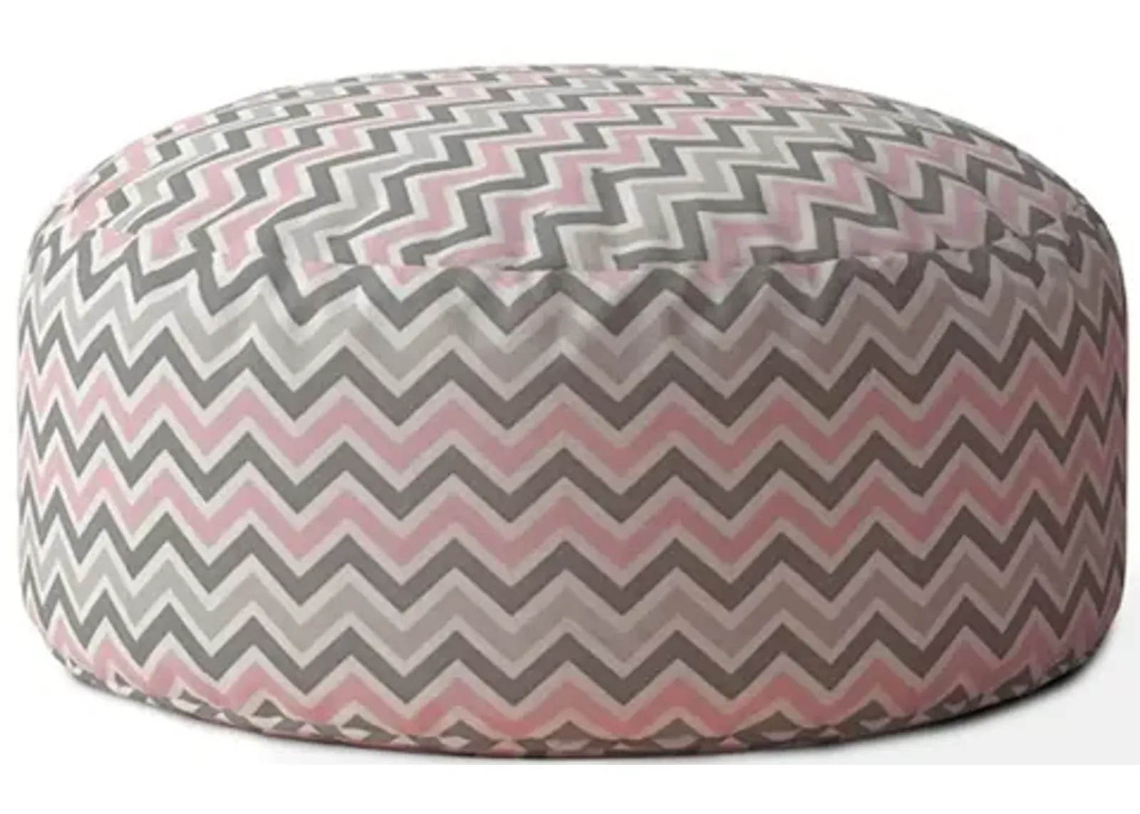 Homezia 24" Twill Round Chevron Pouf Ottoman