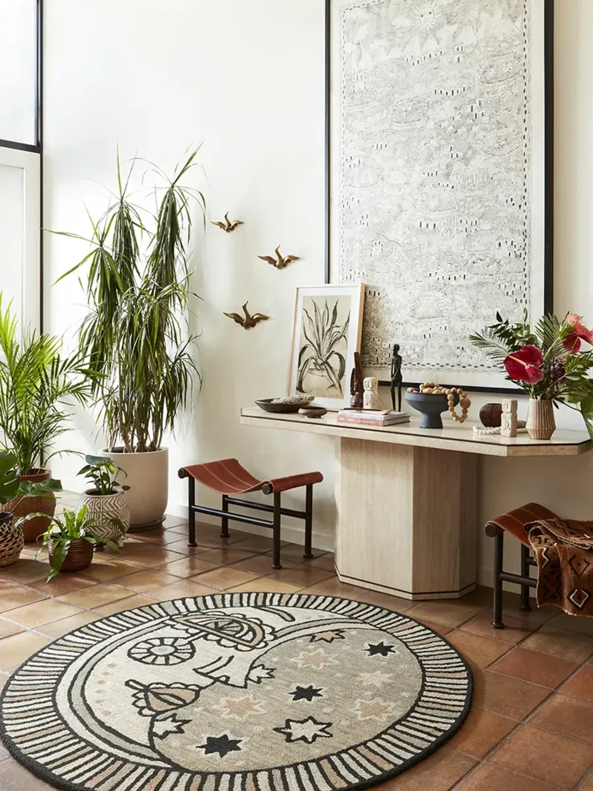 Ayo AYO01 Grey/Natural 5' x 5' Round Rug