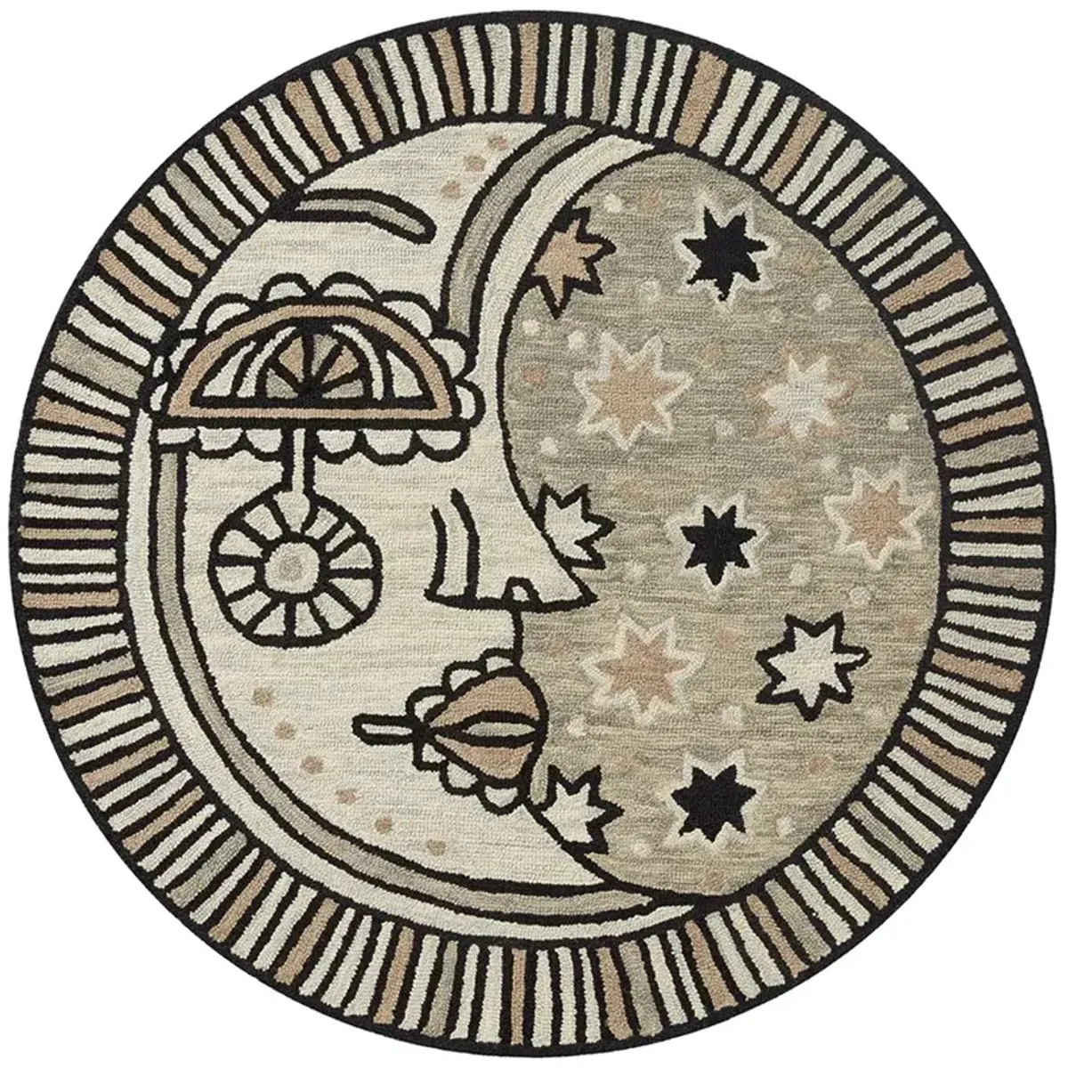 Ayo AYO01 Grey/Natural 5' x 5' Round Rug