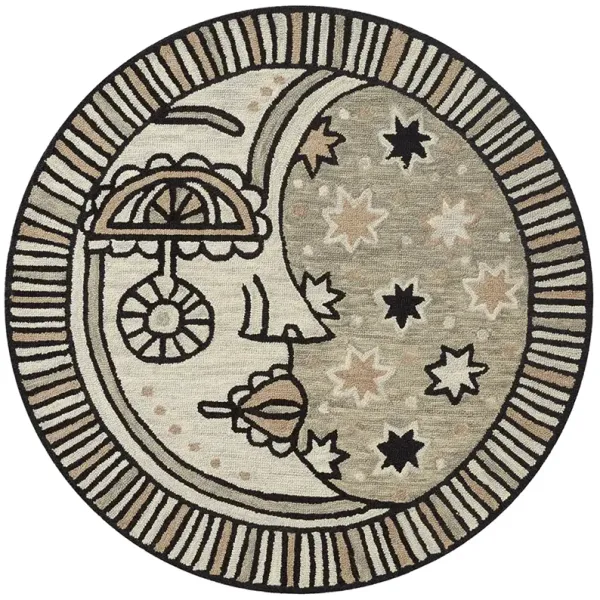 Ayo AYO01 Grey/Natural 5' x 5' Round Rug