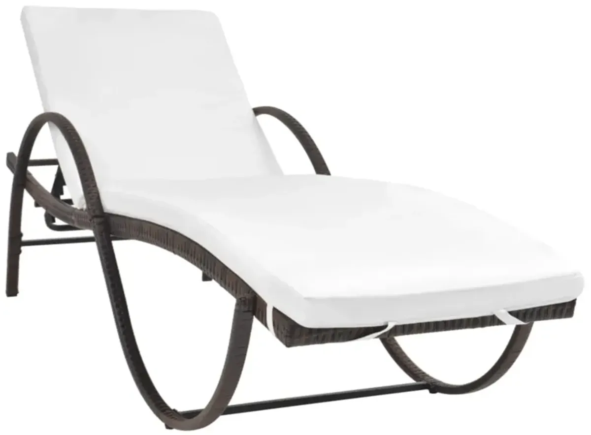 vidaXL Sun Loungers 2 pcs with Table Poly Rattan Brown