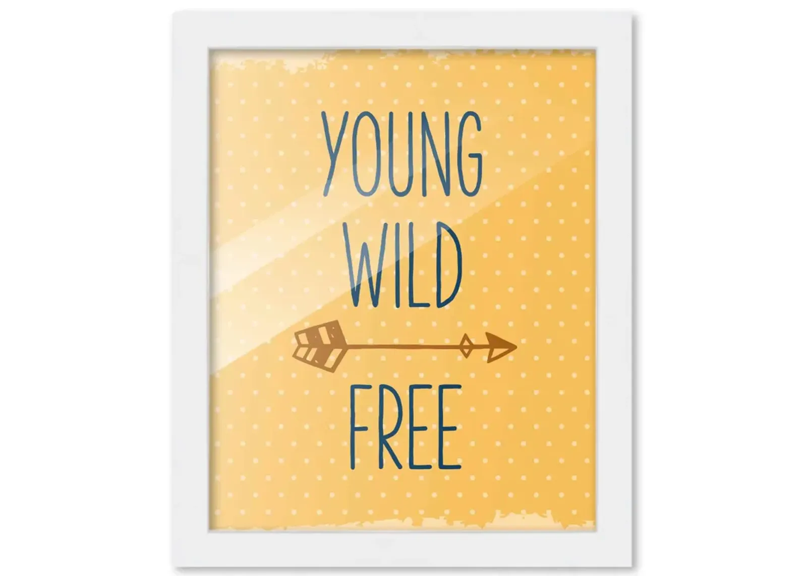 8x10 Framed Nursery Wall Adventure Boy Young Wild & Free Poster in White Wood Frame For Kid Bedroom or Playroom