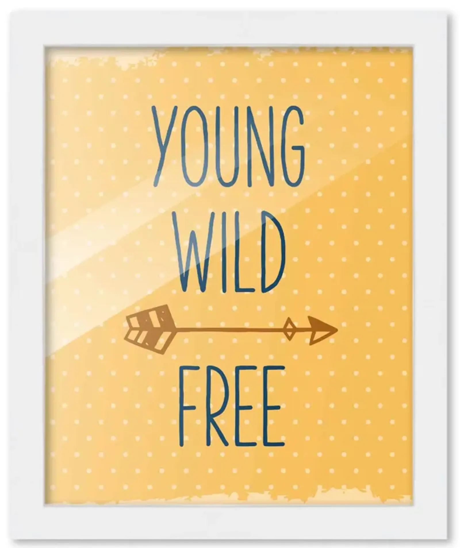 8x10 Framed Nursery Wall Adventure Boy Young Wild & Free Poster in White Wood Frame For Kid Bedroom or Playroom