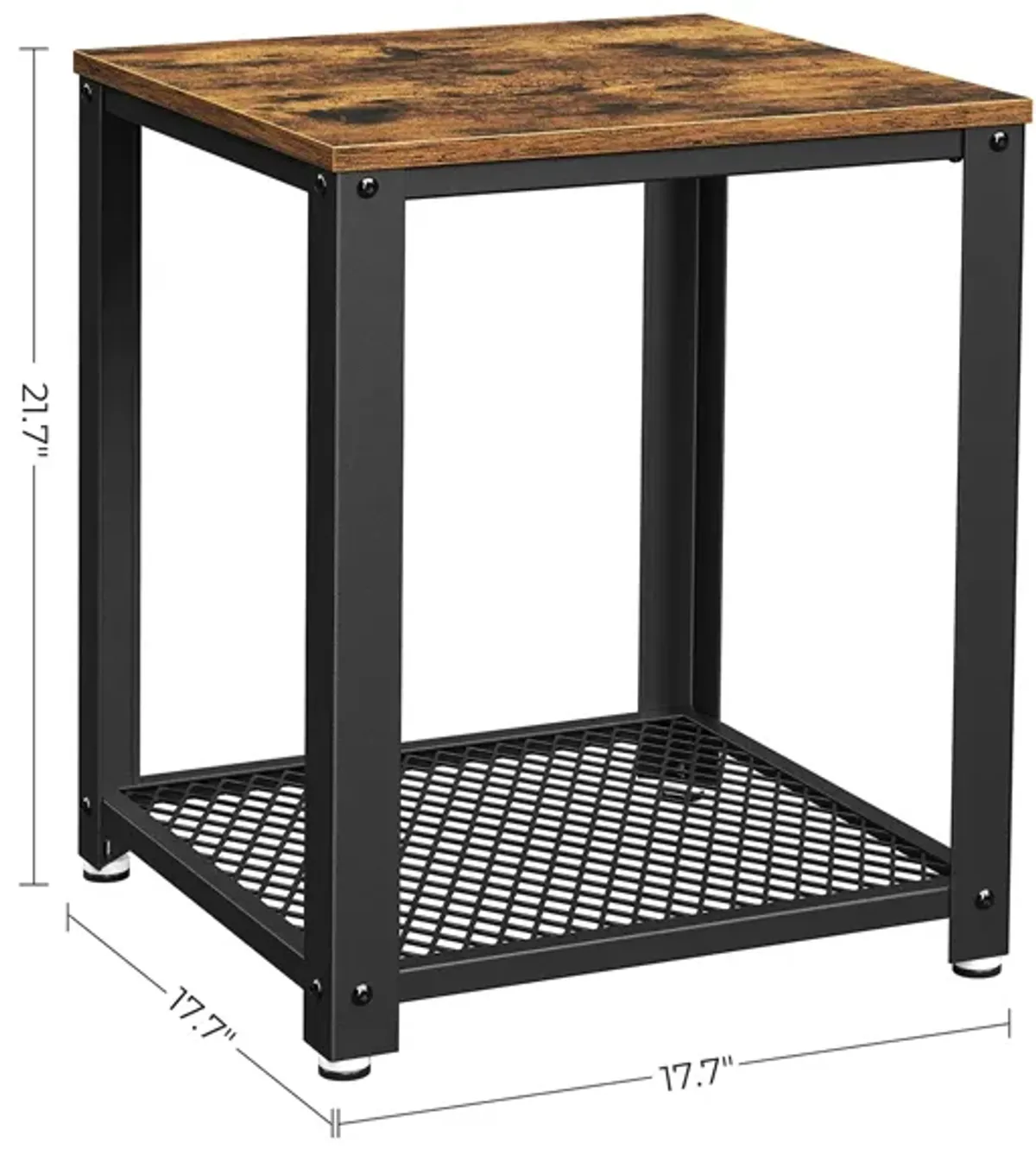 Industrial End Table – 2-Tier Side Table with Storage Shelf